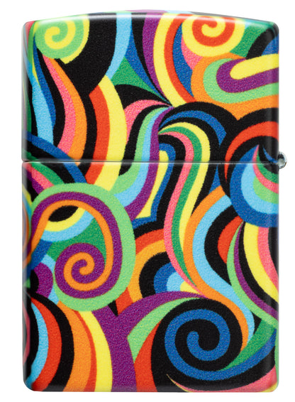 Back view of Zippo Rick Rietveld Glowing Swirls Design Glow in the Dark Windproof Lighter.