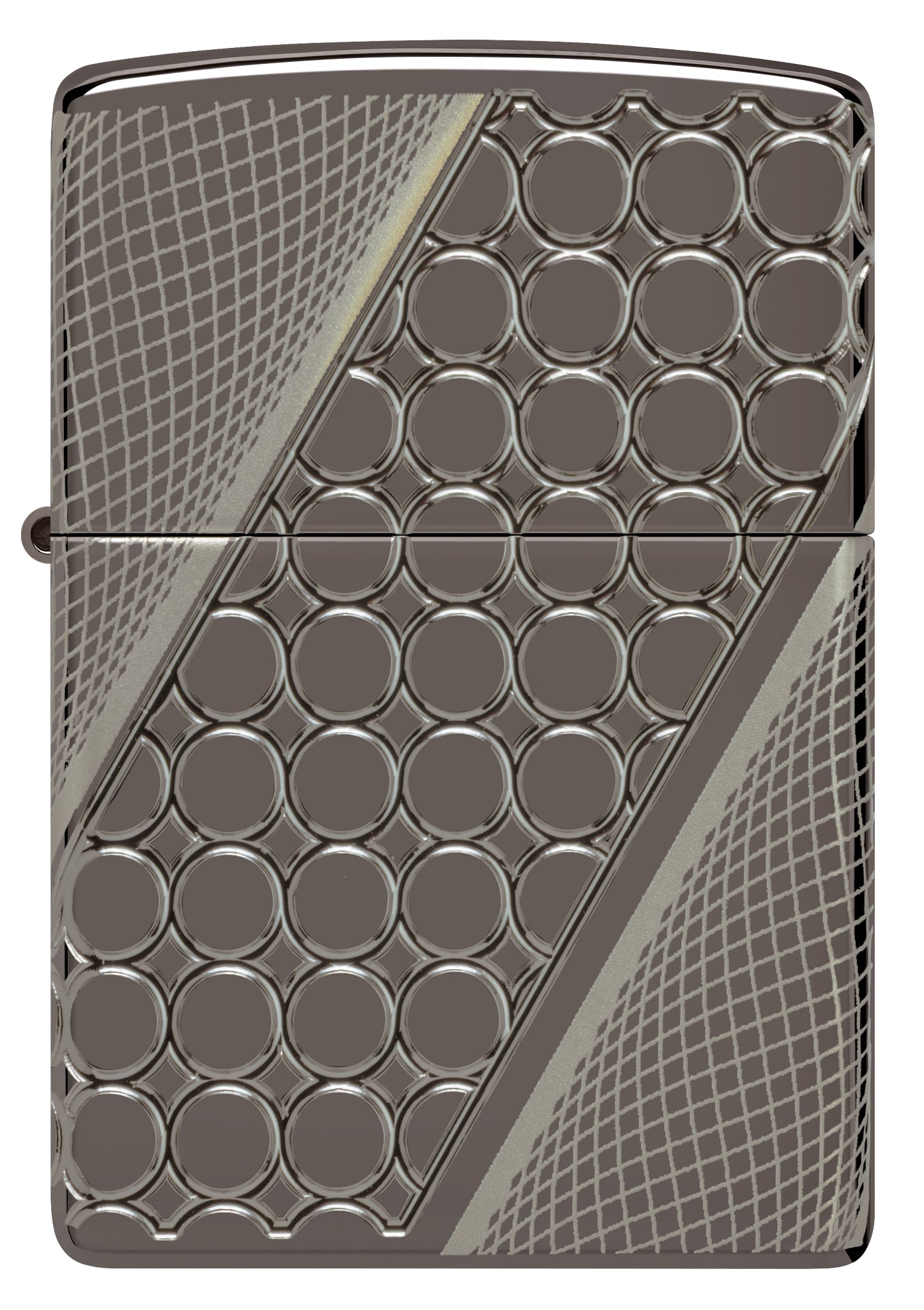 Front view of Zippo Deep Dots Design Armor® Black Ice® Windproof Lighter.