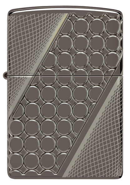 Front view of Zippo Deep Dots Design Armor® Black Ice® Windproof Lighter.