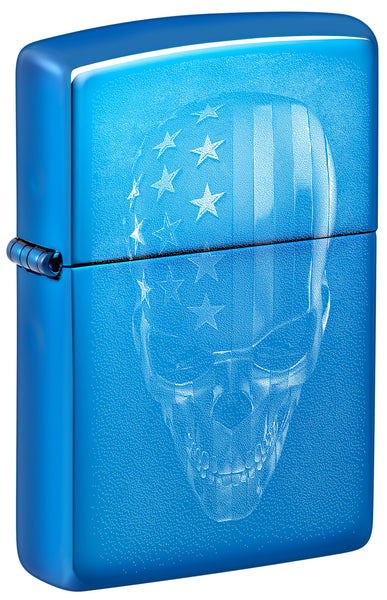 Zippo American Skull Design High Polish Blue Windproof Lighter 
