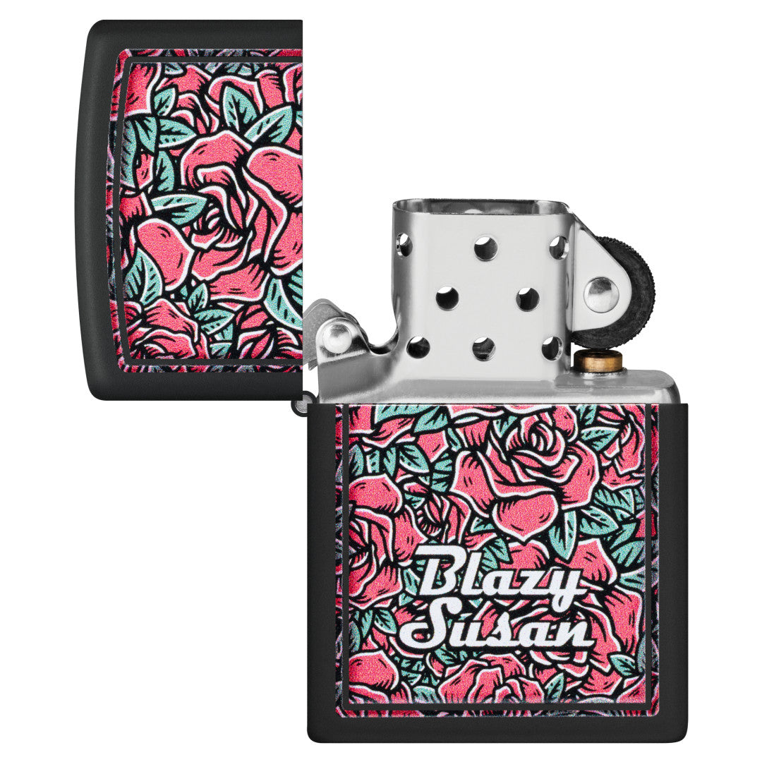 Zippo Blazy Susan Roses Design Black Matte Windproof Lighter