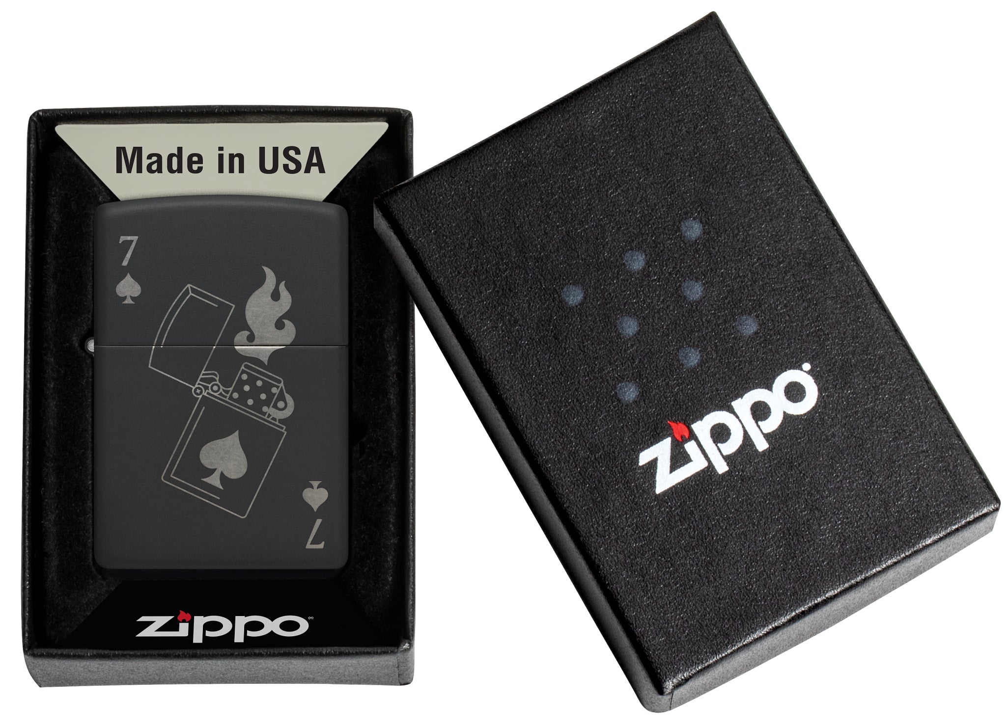 Zippo Lucky 7 Design Black Matte With Chrome Windproof Lighter