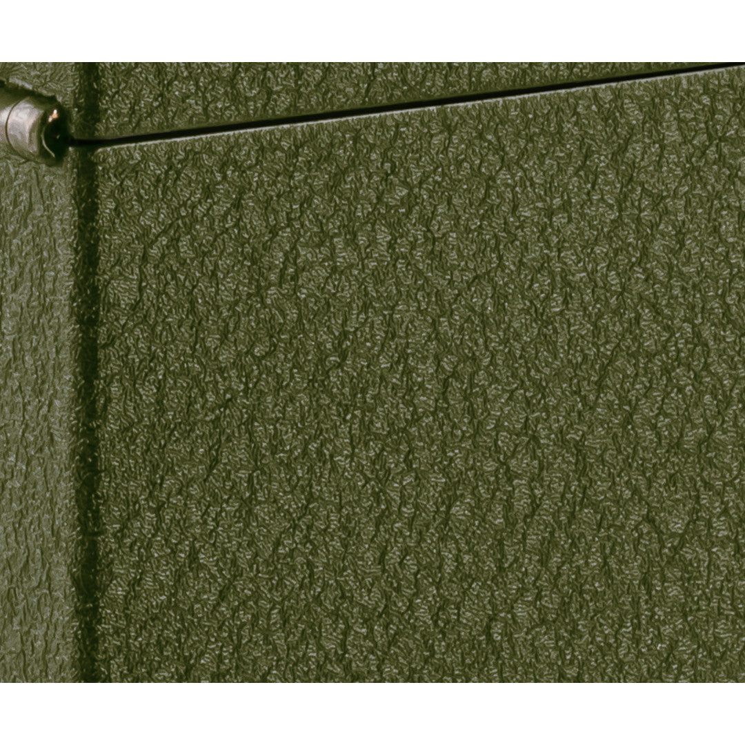 Front view of Zippo 2026 Founder’s Day Commemorative Green Crackle Windproof Lighter close up to show the detail of the lighter.