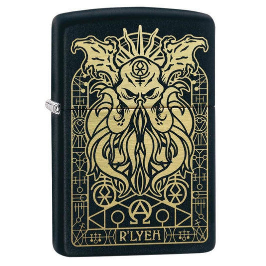 Front shot of Zippo Windproof Cthulhu Lighter standing at a 3/4 angle