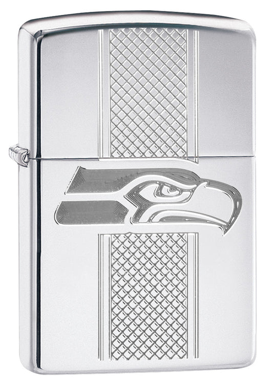 Front shot of NFL Seattle Seahawks Deep Carve Collectible Windproof Lighter standing at a 3/4 angle