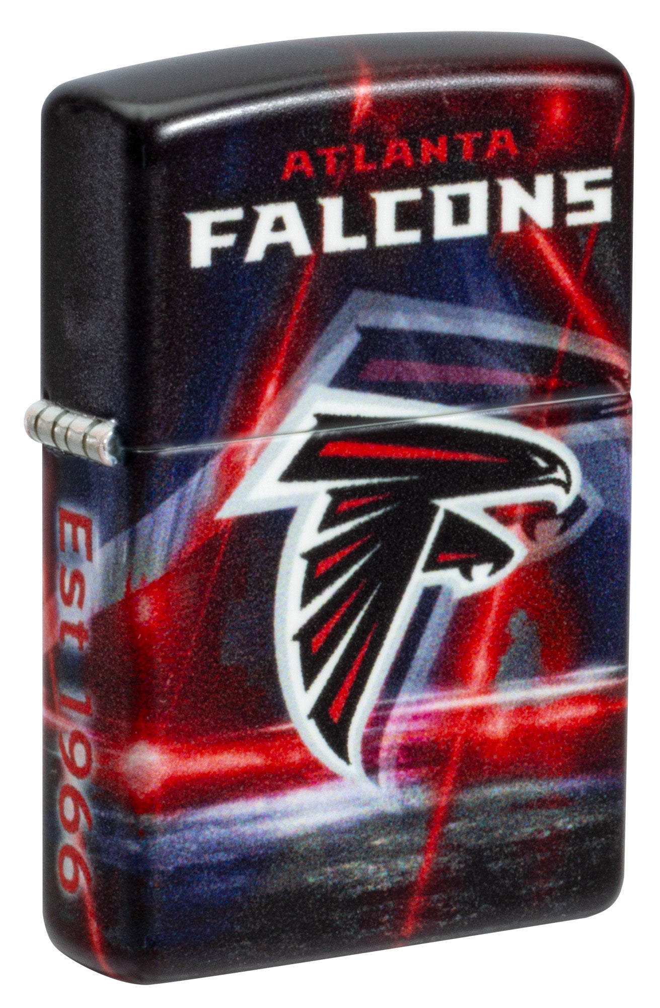 Front shot of Zippo NFL Atlanta Falcons 540 Matte Windproof Lighter standing at a 3/4 angle.