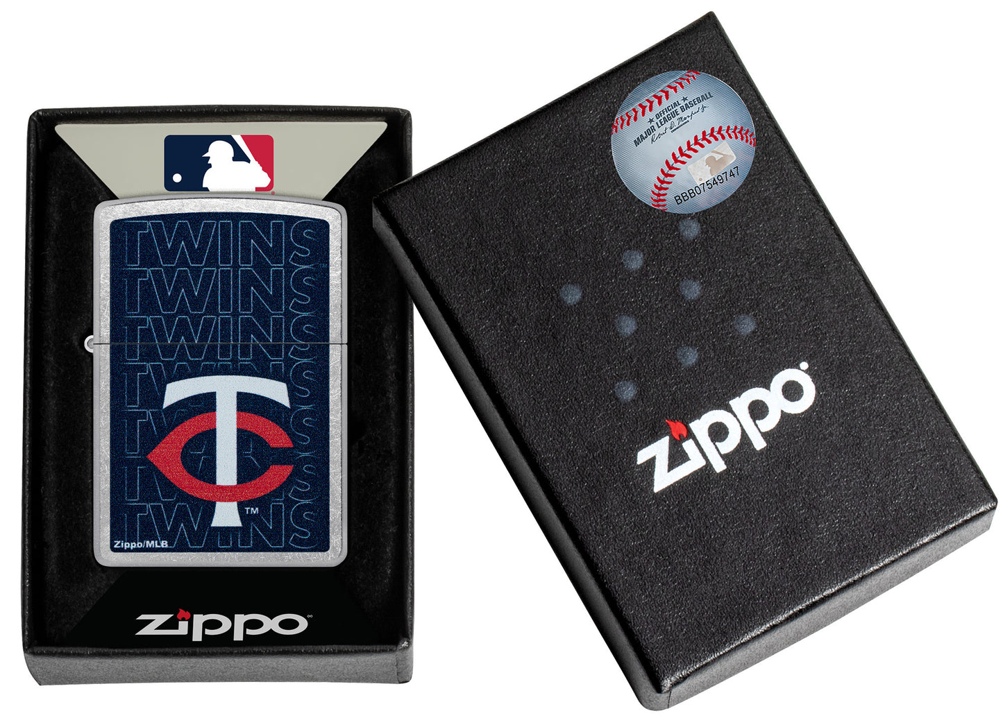 Zippo MLB® Minnesota Twins Street Chrome Windproof Lighter in its packaging.