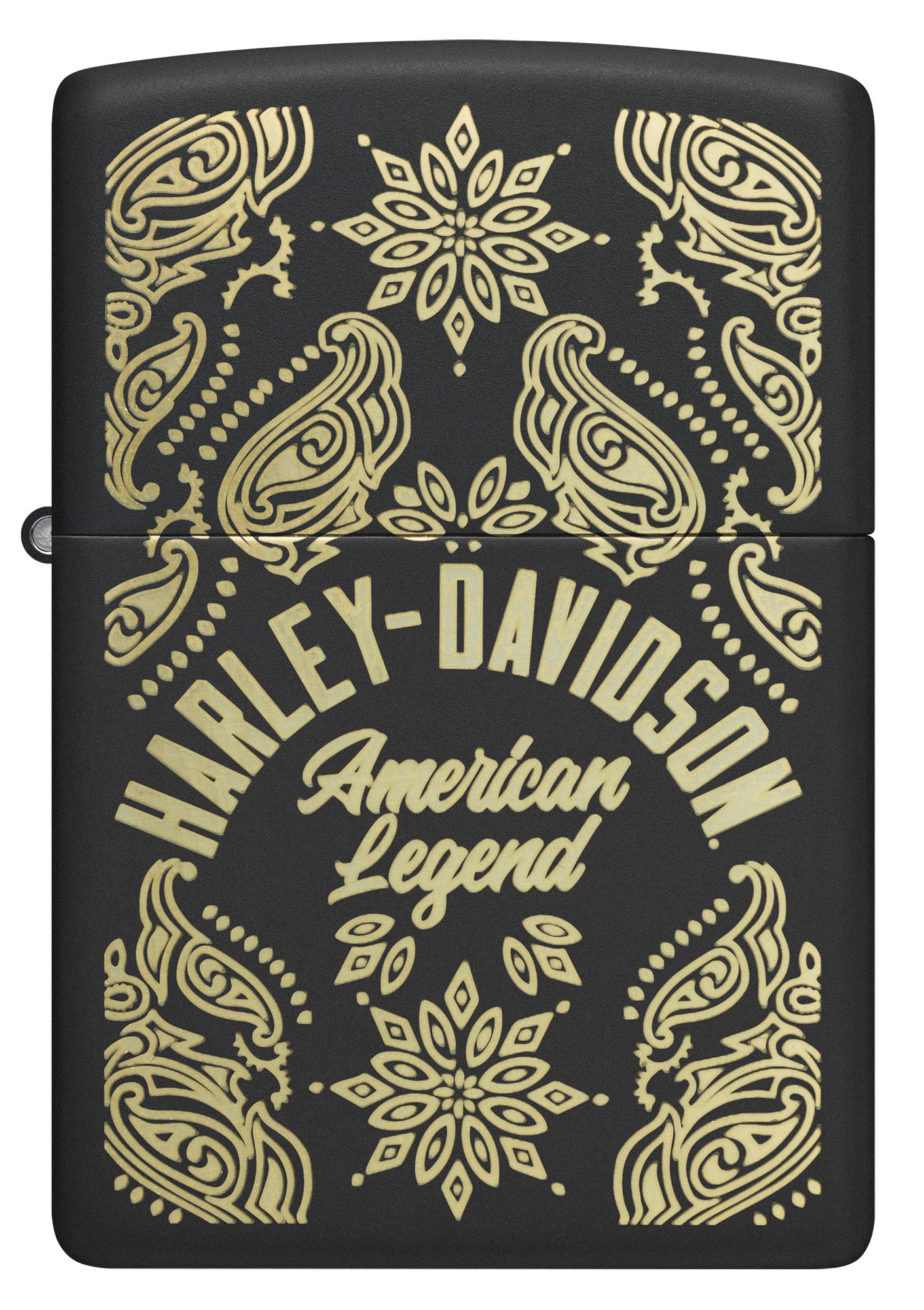 Front view of Zippo Harley-Davidson® American Legend Black Matte Windproof Lighter.