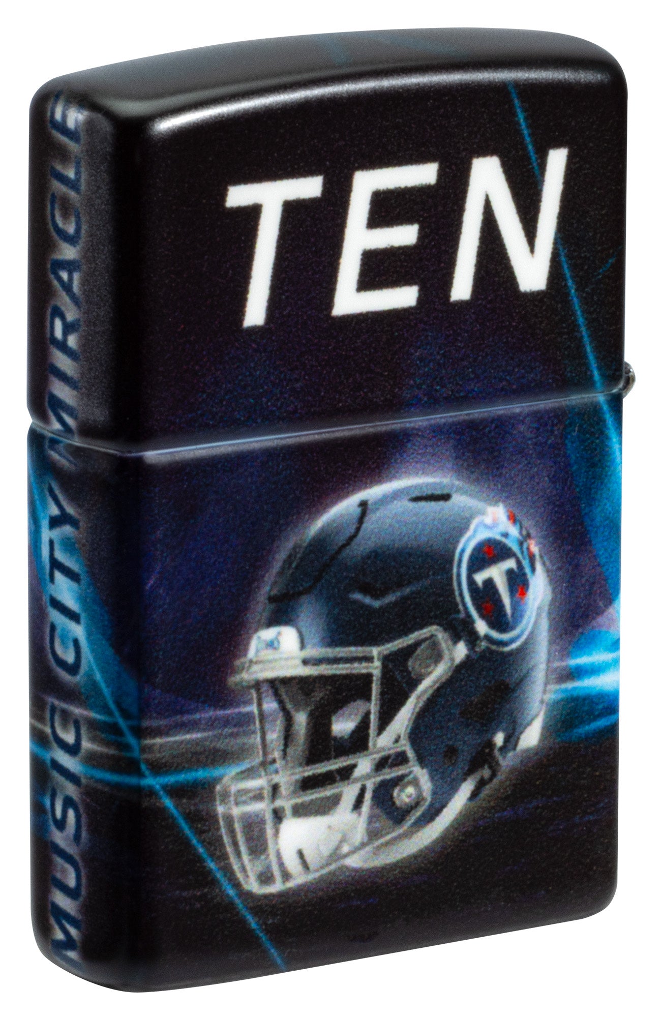 Back shot of Zippo NFL Tennessee Titans 540 Matte Windproof Lighter standing at a 3/4 angle.