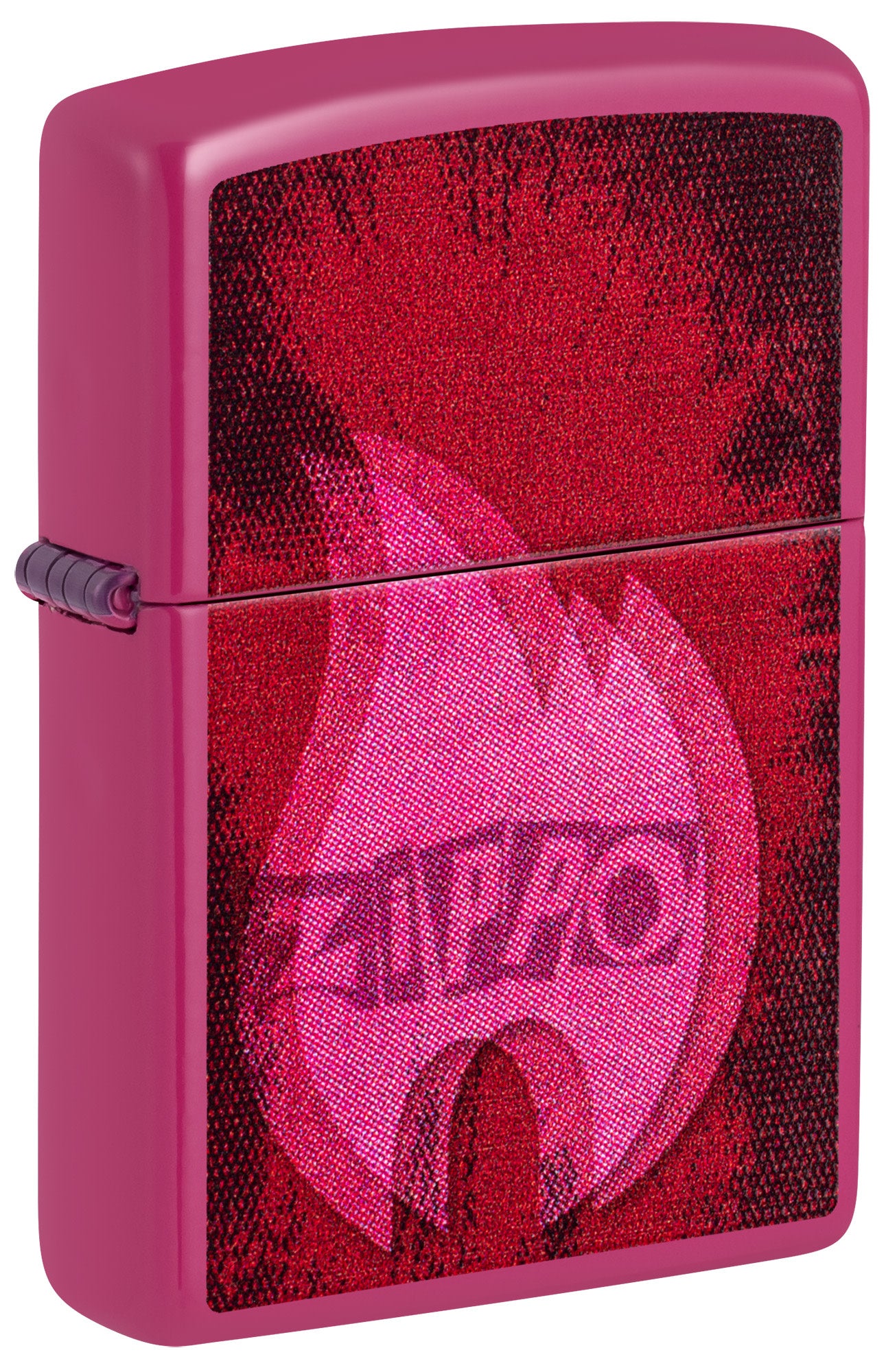 Front shot of Zippo Pulse Design Frequency Windproof Lighter standing at a 3/4 angle.