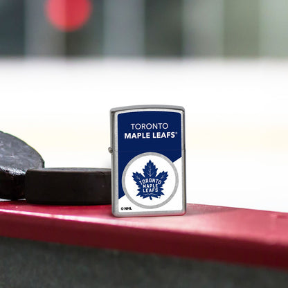 Front view of Zippo NHL® Toronto Maple Leafs® 2024 Street Chrome™ Windproof Lighter.