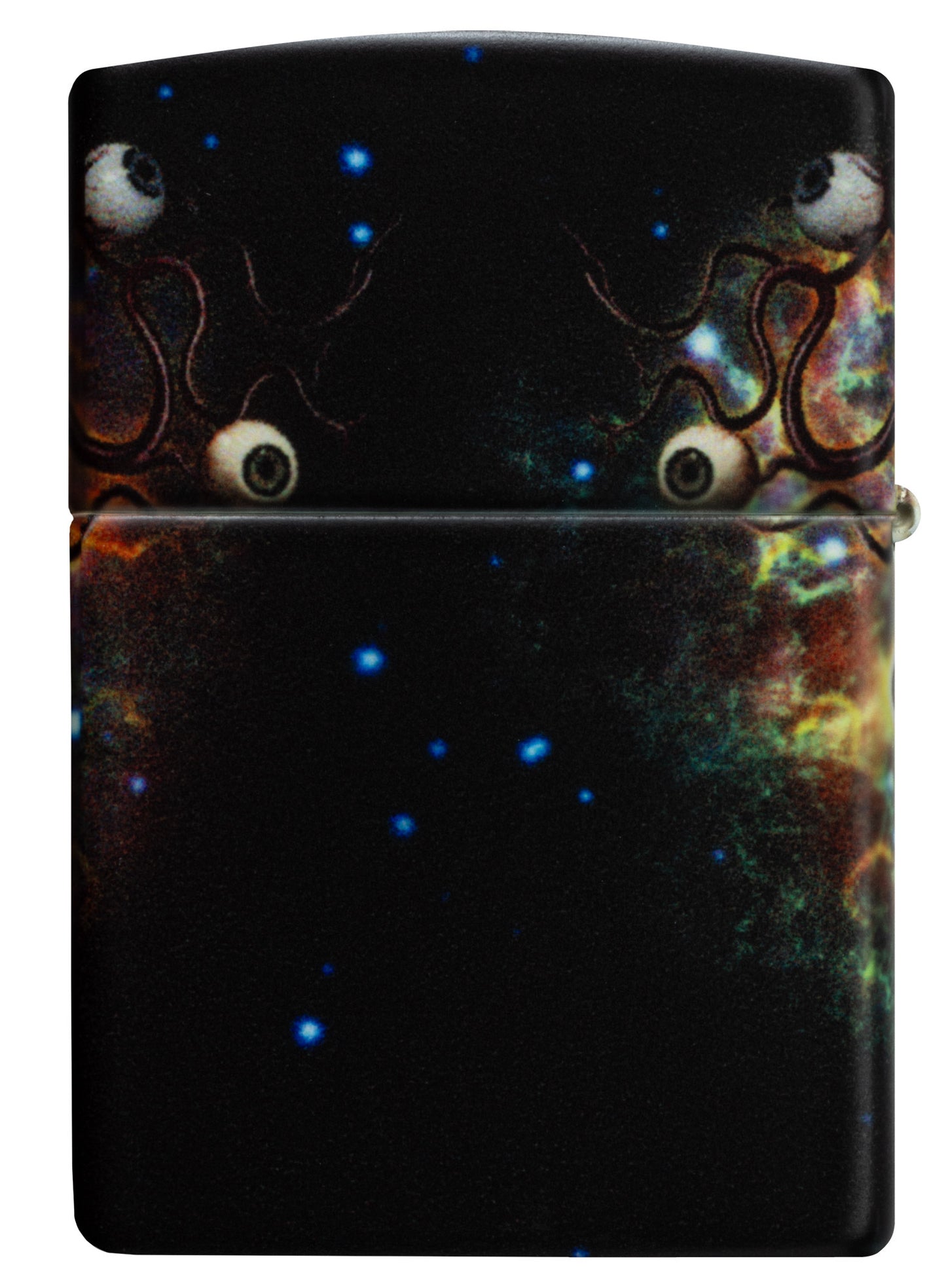 Back view of Zippo Evil Eye Design 540 Glow in the Dark Windproof Lighter.