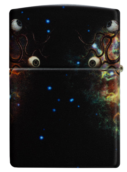 Back view of Zippo Evil Eye Design 540 Glow in the Dark Windproof Lighter.