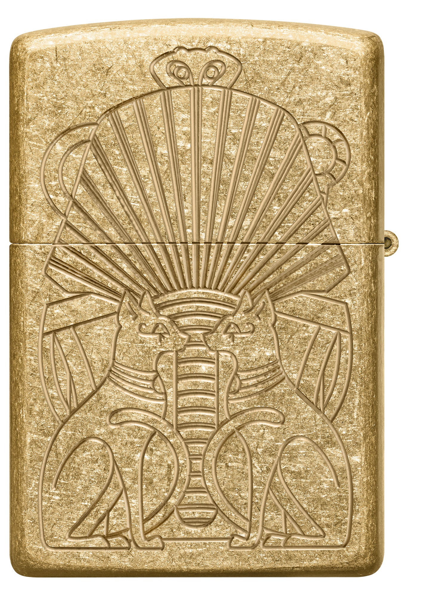 Back shot of Zippo Mummy Design Armor® Tumbled Brass Windproof Lighter.