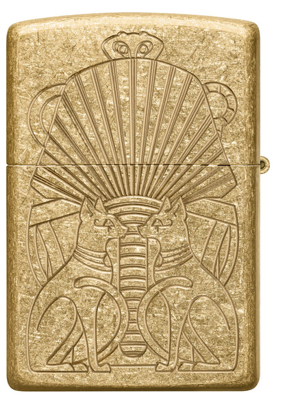 Back shot of Zippo Mummy Design Armor® Tumbled Brass Windproof Lighter.