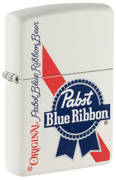 Pabst Blue Ribbon Original Design White Matte Windproof Lighter