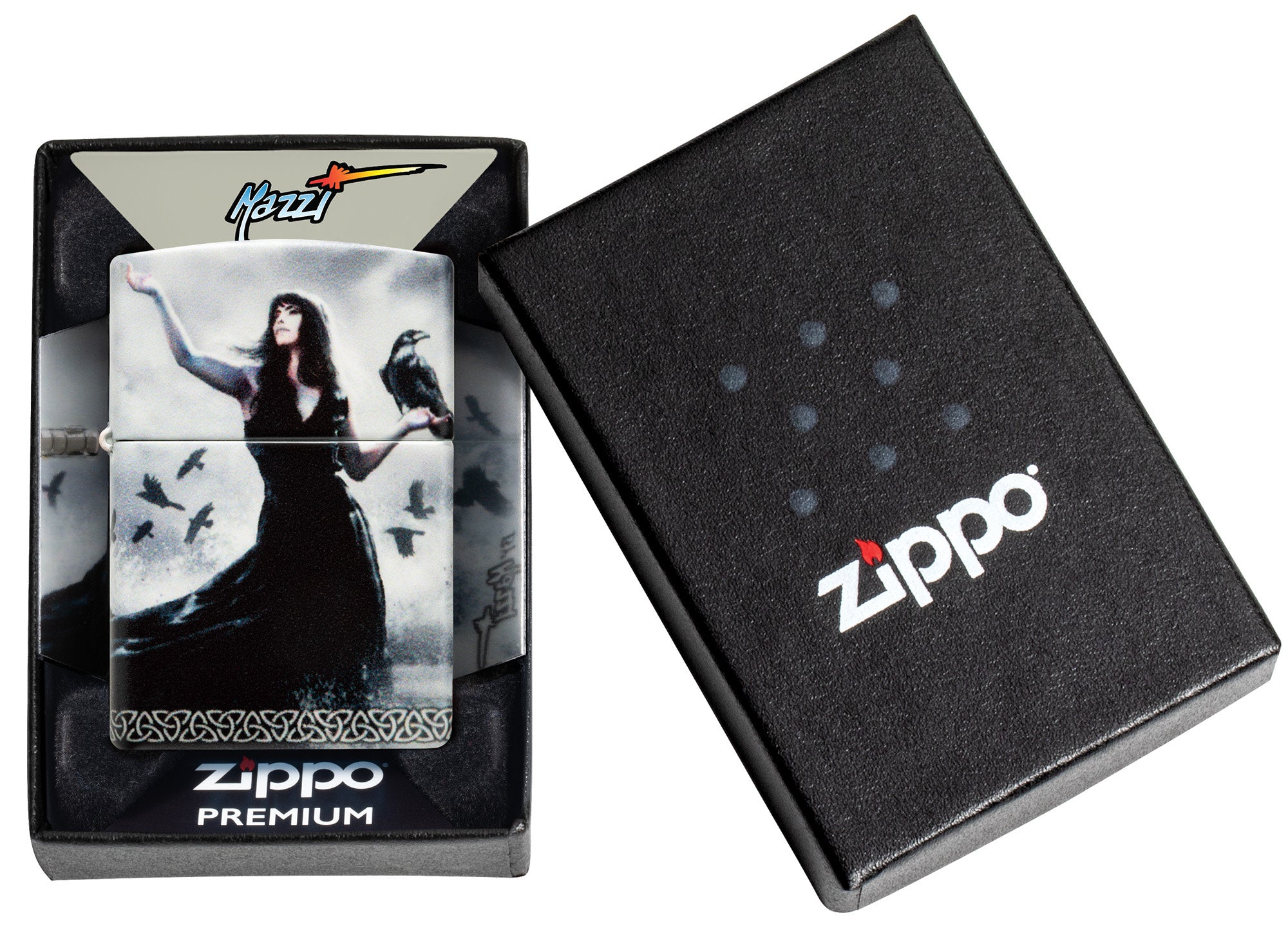 Zippo Accendino Antivento Raven 49186 - Metallico, Ricaricabile, Fatto In USA