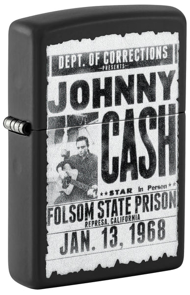 Johnny Cash Folsom State Design Black Matte Windproof Lighter