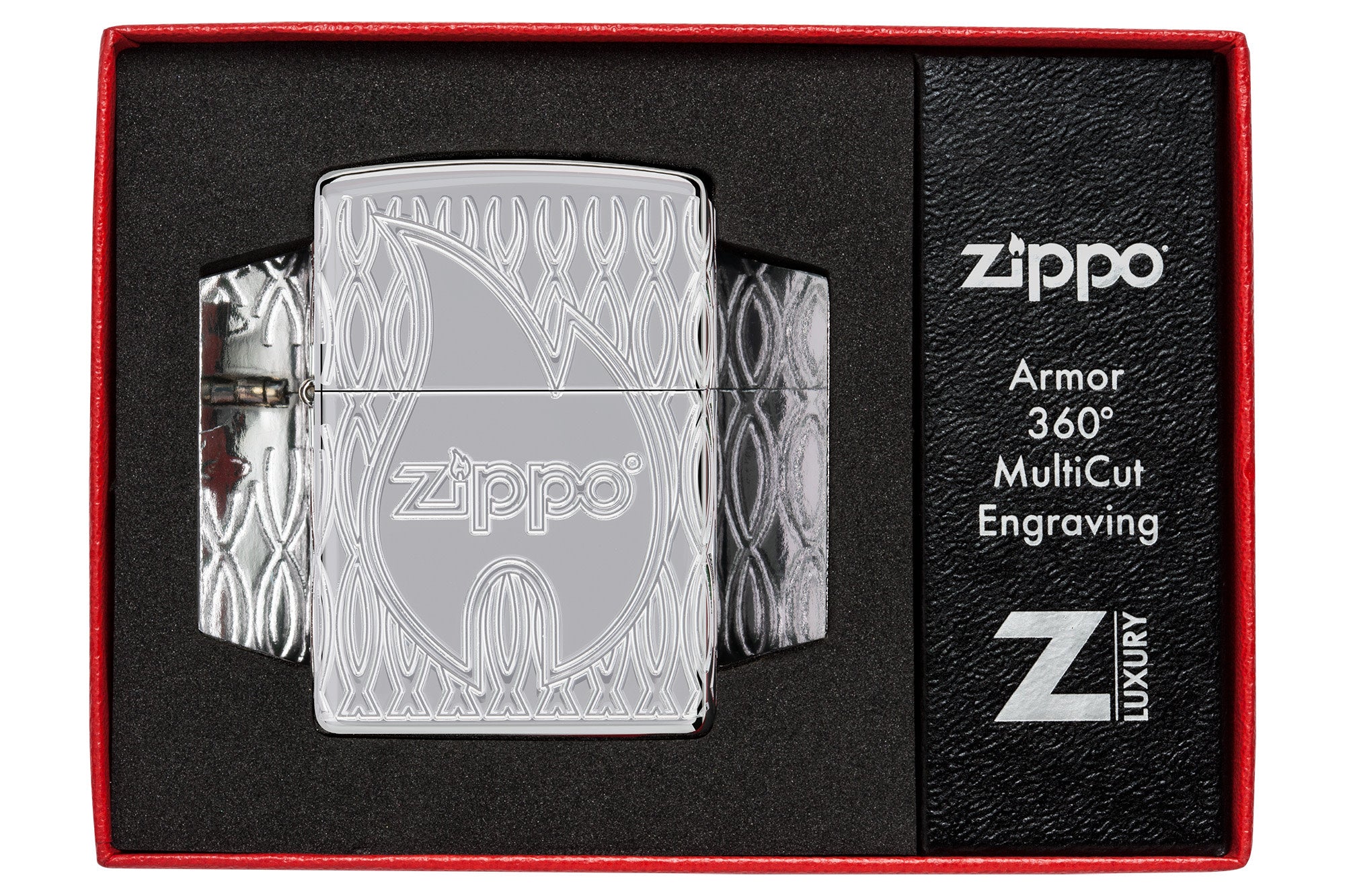 Zippo Custom Design Lighter - Bloodstone outlet Deep Carved Walled Armor High Polish Chrome - 853453