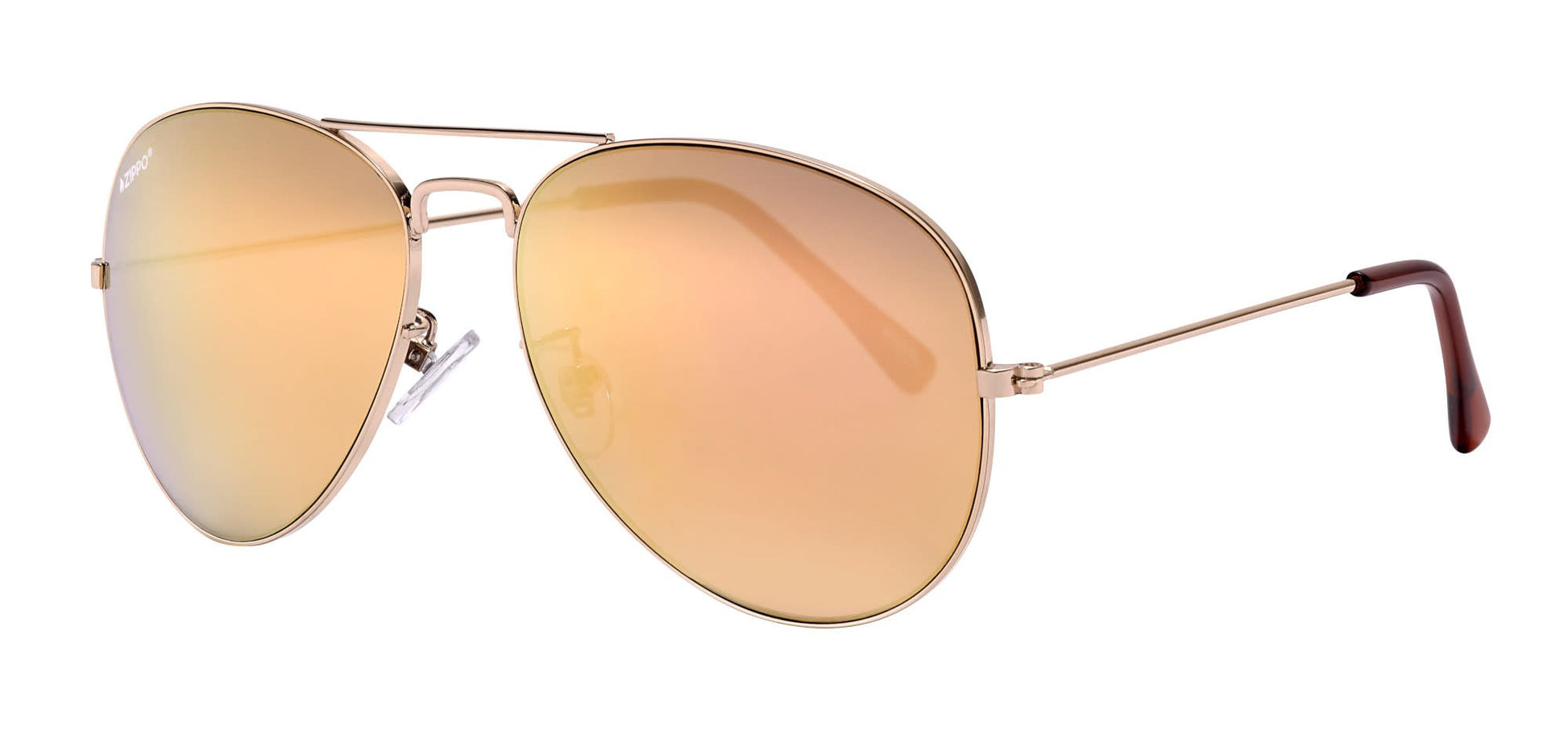 Front angled shot of Classic Pilot Sunglasses OB36 - Metallic Gold