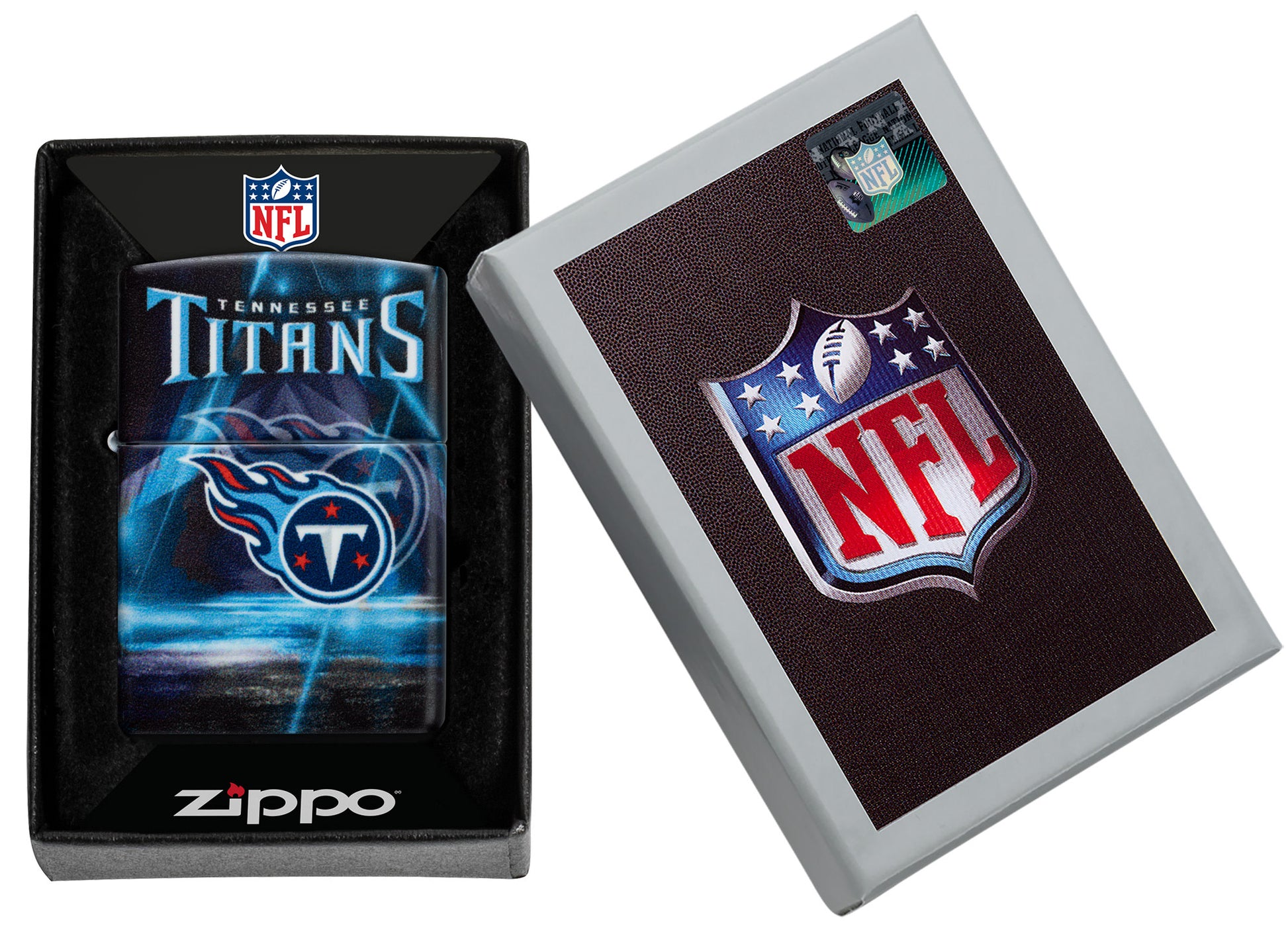 Zippo NFL Tennessee Titans 540 Matte Windproof Lighter in its packaging.