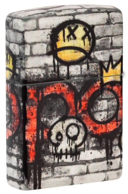 Back shot of Zippo Graffiti King Design 540 Matte Windproof Lighter standing at a 3/4 angle.