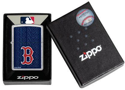 Zippo MLB® Boston Red Sox Street Chrome Windproof Lighter in its packaging.