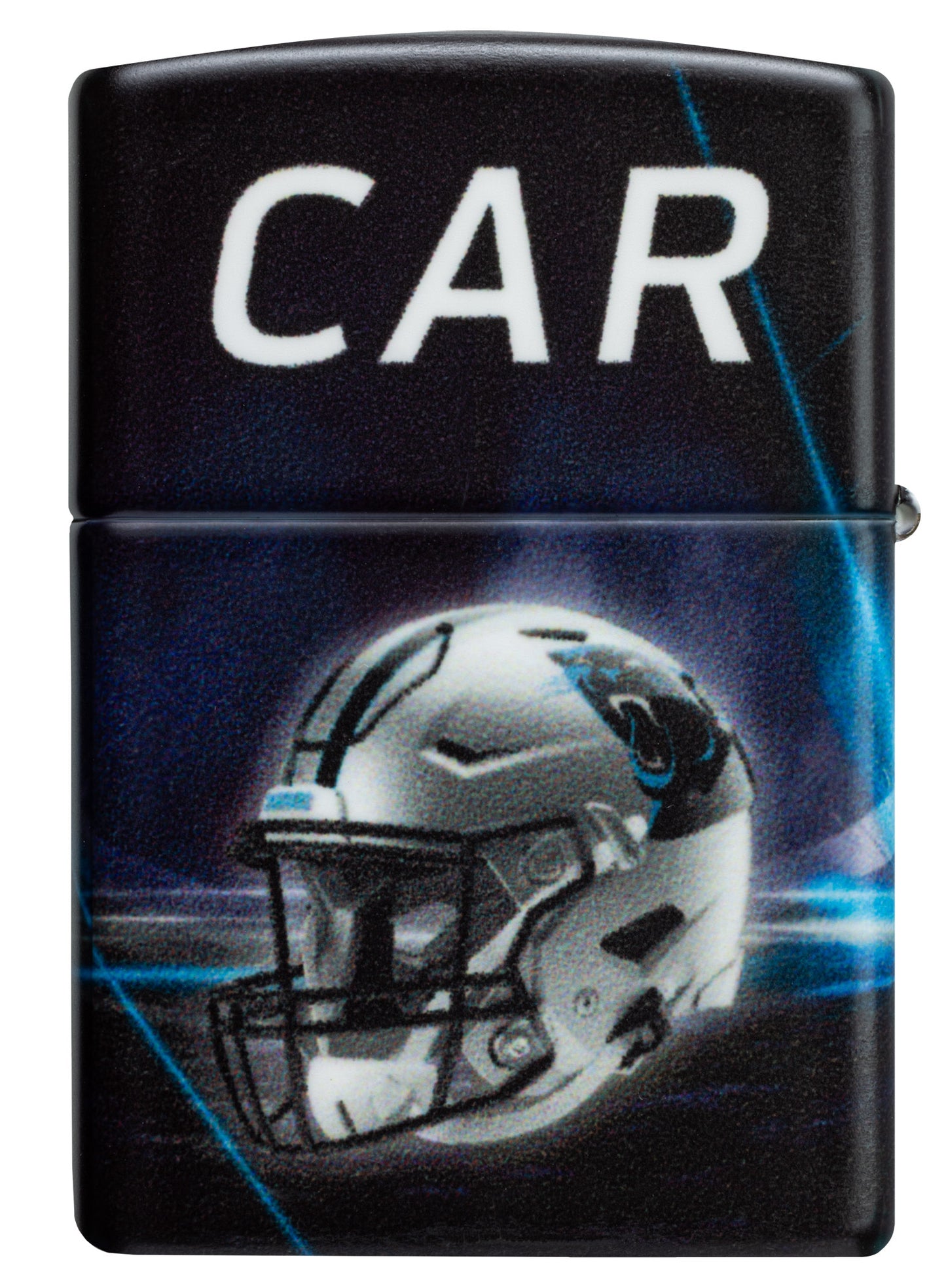 Back view of Zippo NFL Carolina Panthers 540 Matte Windproof Lighter.