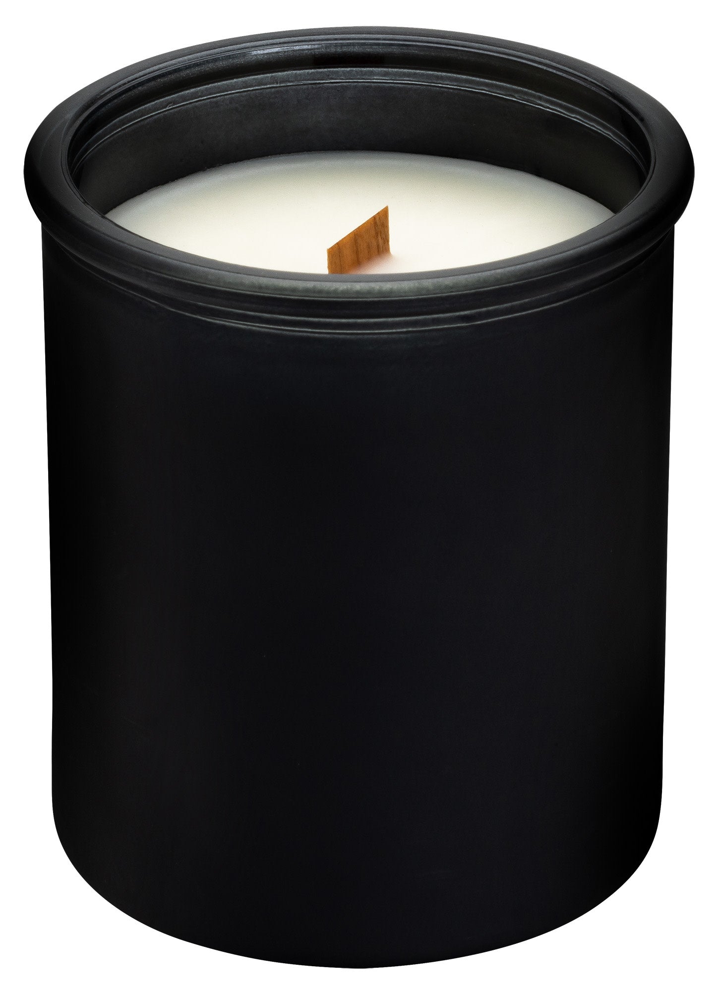 Back shot of Zippo Barber Street Juniper and Sage Odor Masking Candle, unlit.