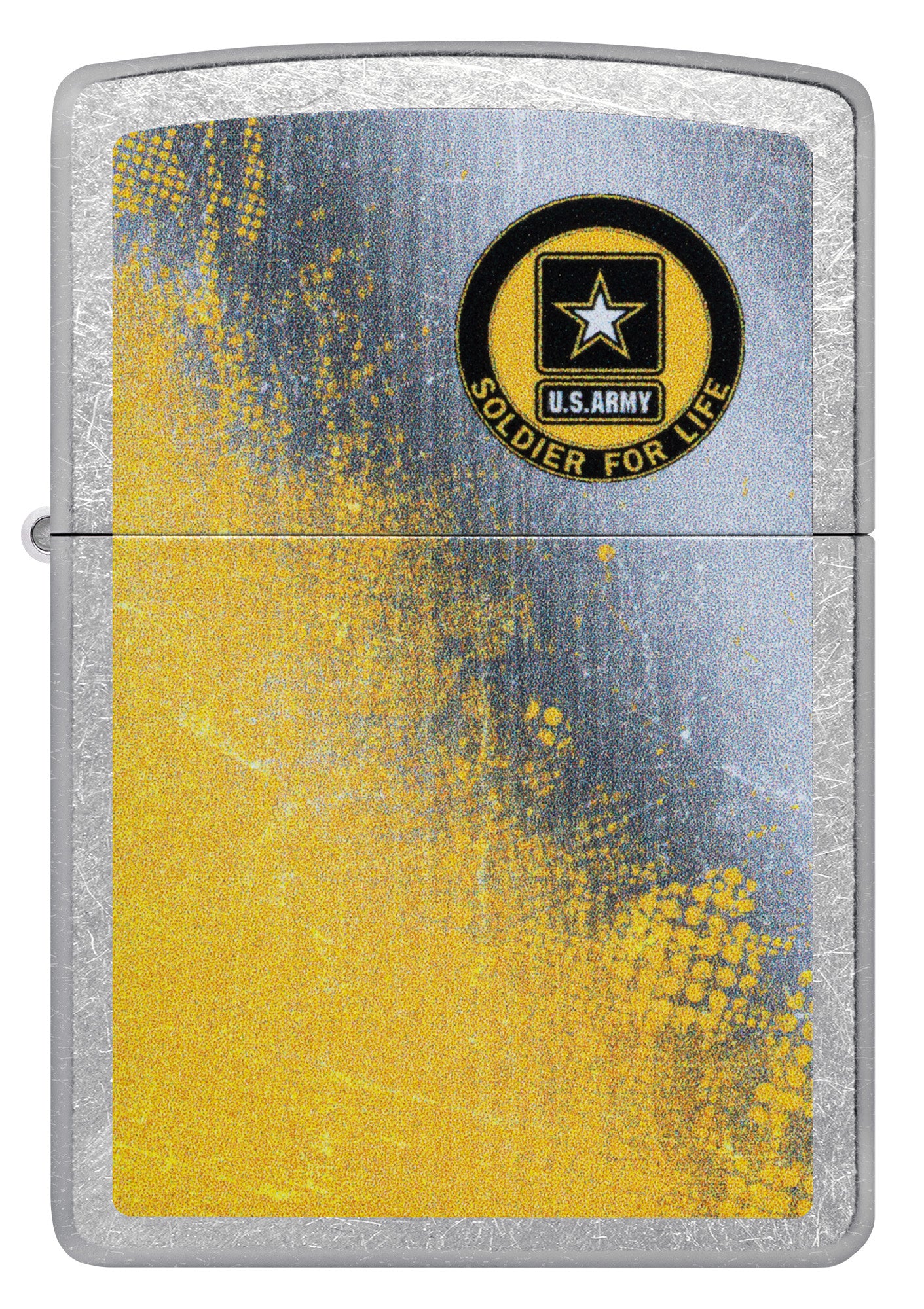 Front view of Zippo U.S. Army® Soldier for Life Street Chrome Windproof Lighter.