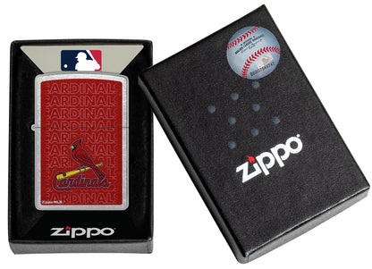 Zippo MLB® St. Louis Cardinals Street Chrome Windproof Lighter in its packaging.