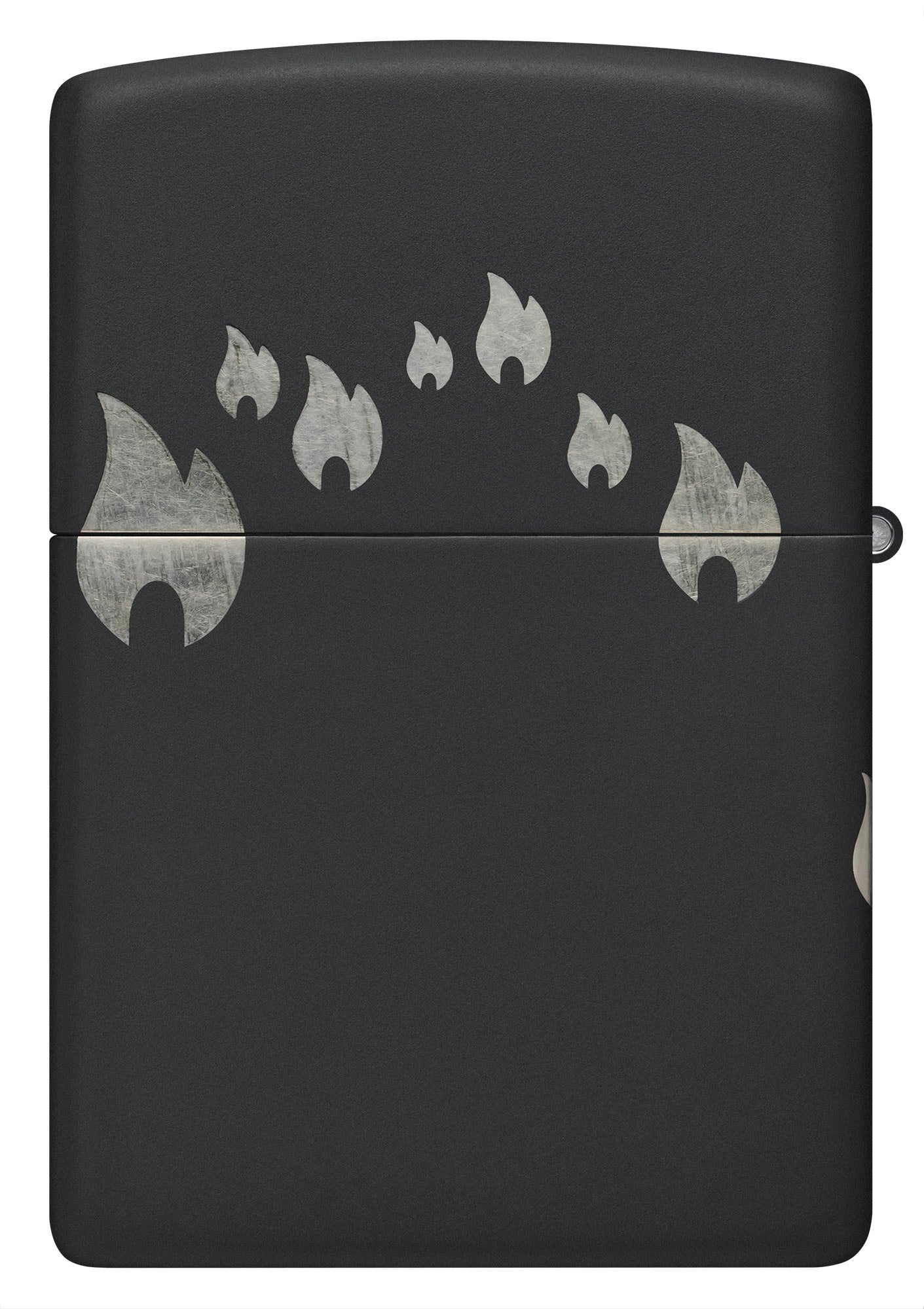 Back view of Zippo Design Black Matte with Chrome Windproof Lighter.