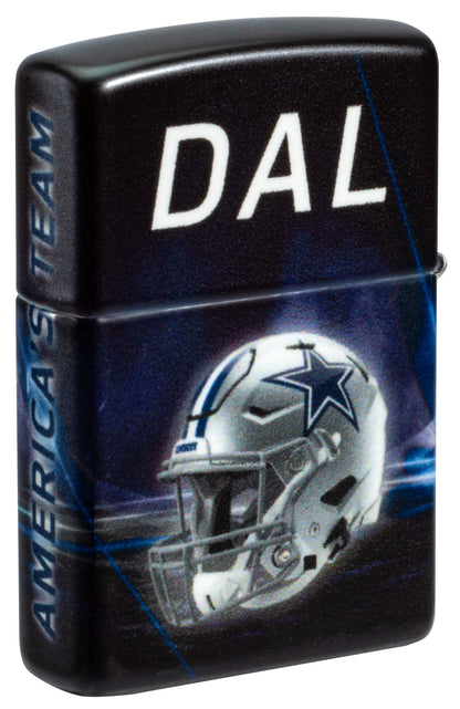 Back shot of Zippo NFL Dallas Cowboys 540 Matte Windproof Lighter standing at a 3/4 angle.