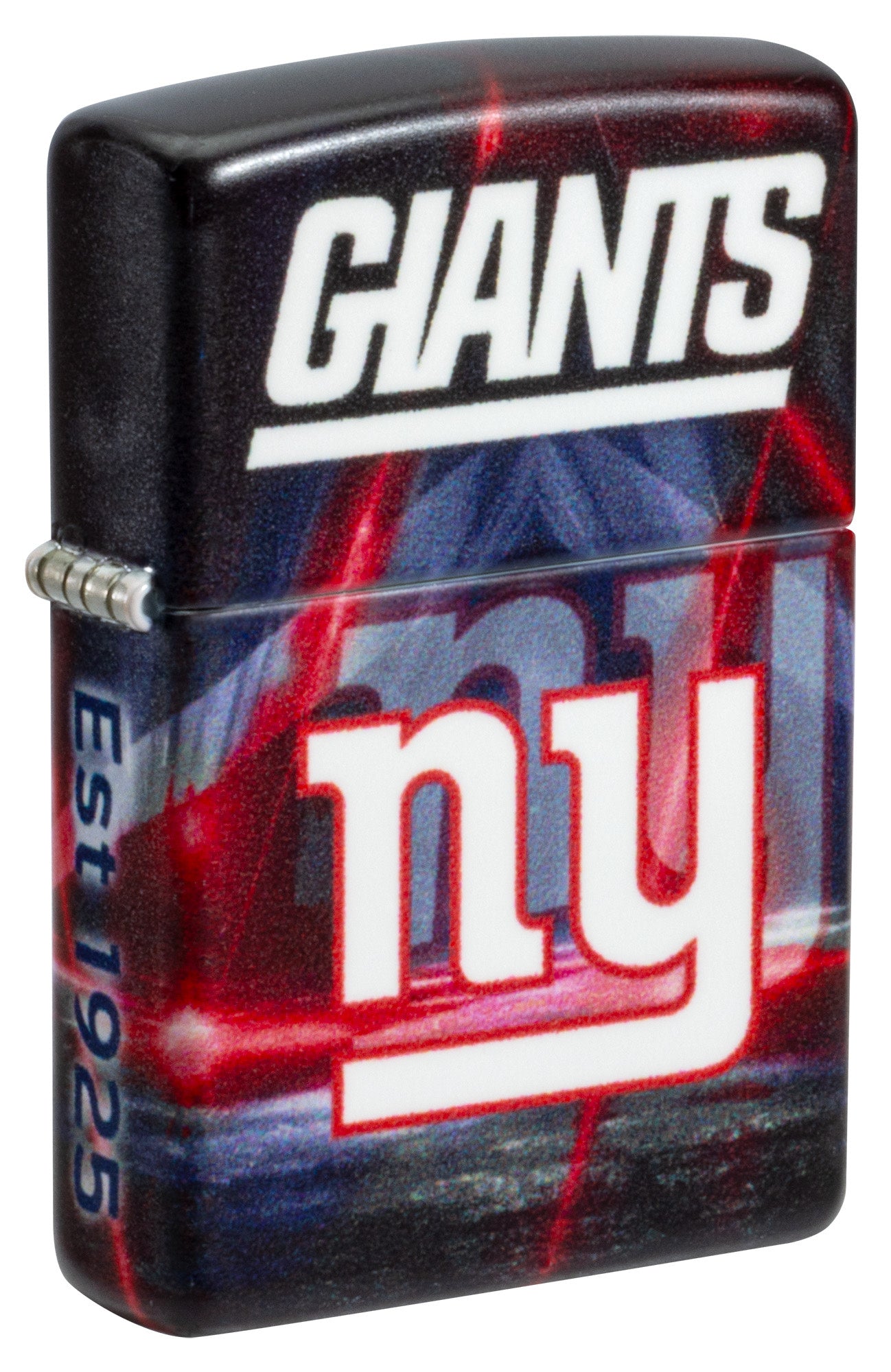 Front shot of Zippo NFL New York Giants 540 Matte Windproof Lighter standing at a 3/4 angle.