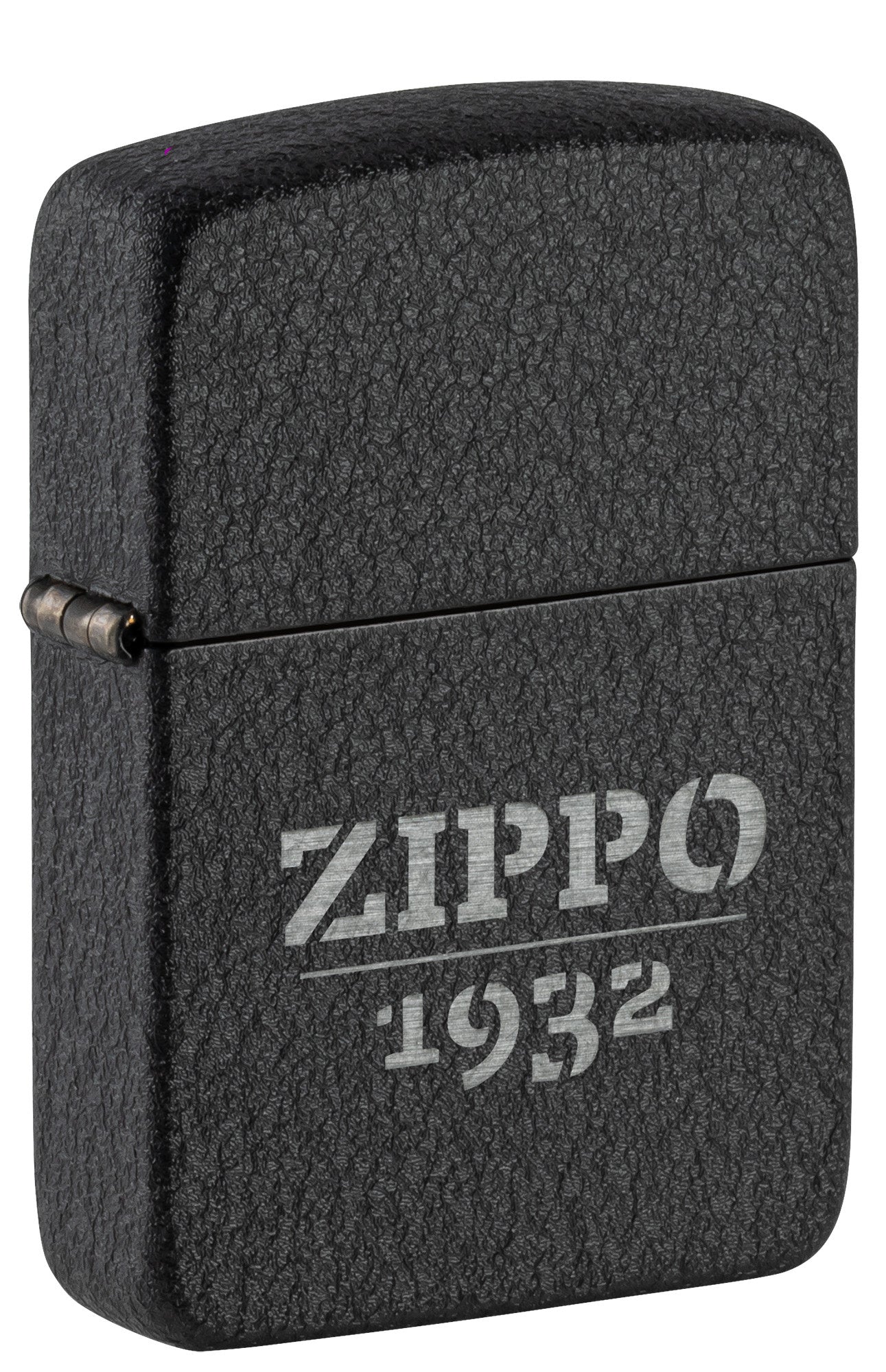 Front shot of Zippo Design 1941 Replica Black Crackle® Windproof Lighter standing at a 3/4 angle.