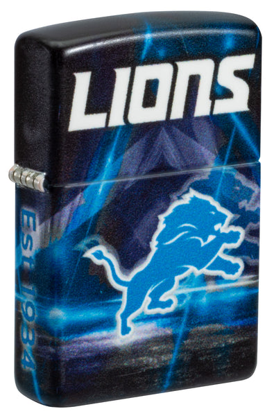 NFL Detroit Lions Team Spirit Design Black Matte Windproof Lighter