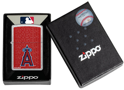 Zippo MLB® Los Angeles Angels Street Chrome Windproof Lighter in its packaging.