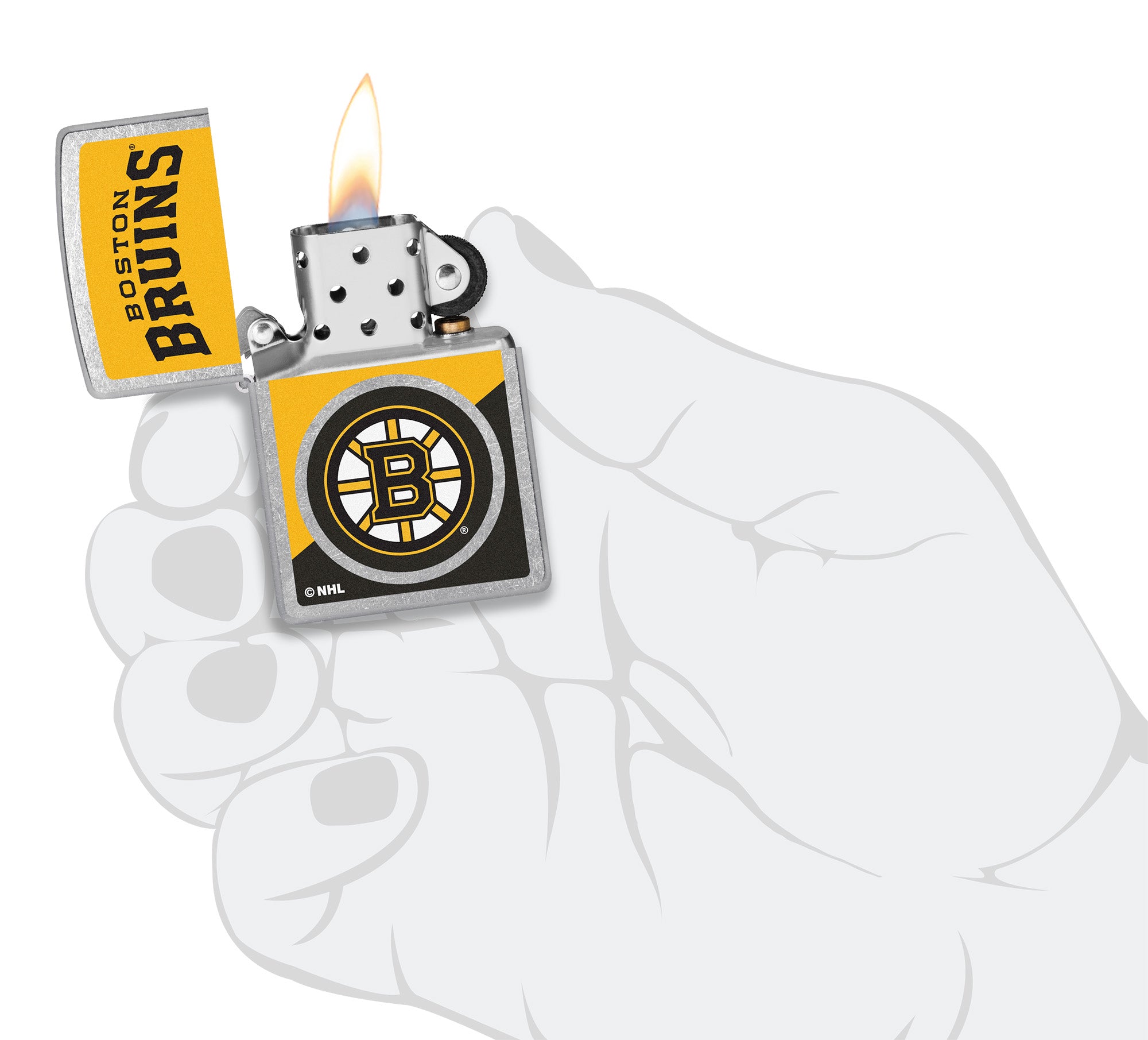 Zippo NHL® Boston Bruins® Colorblock Logo Design Street Chrome