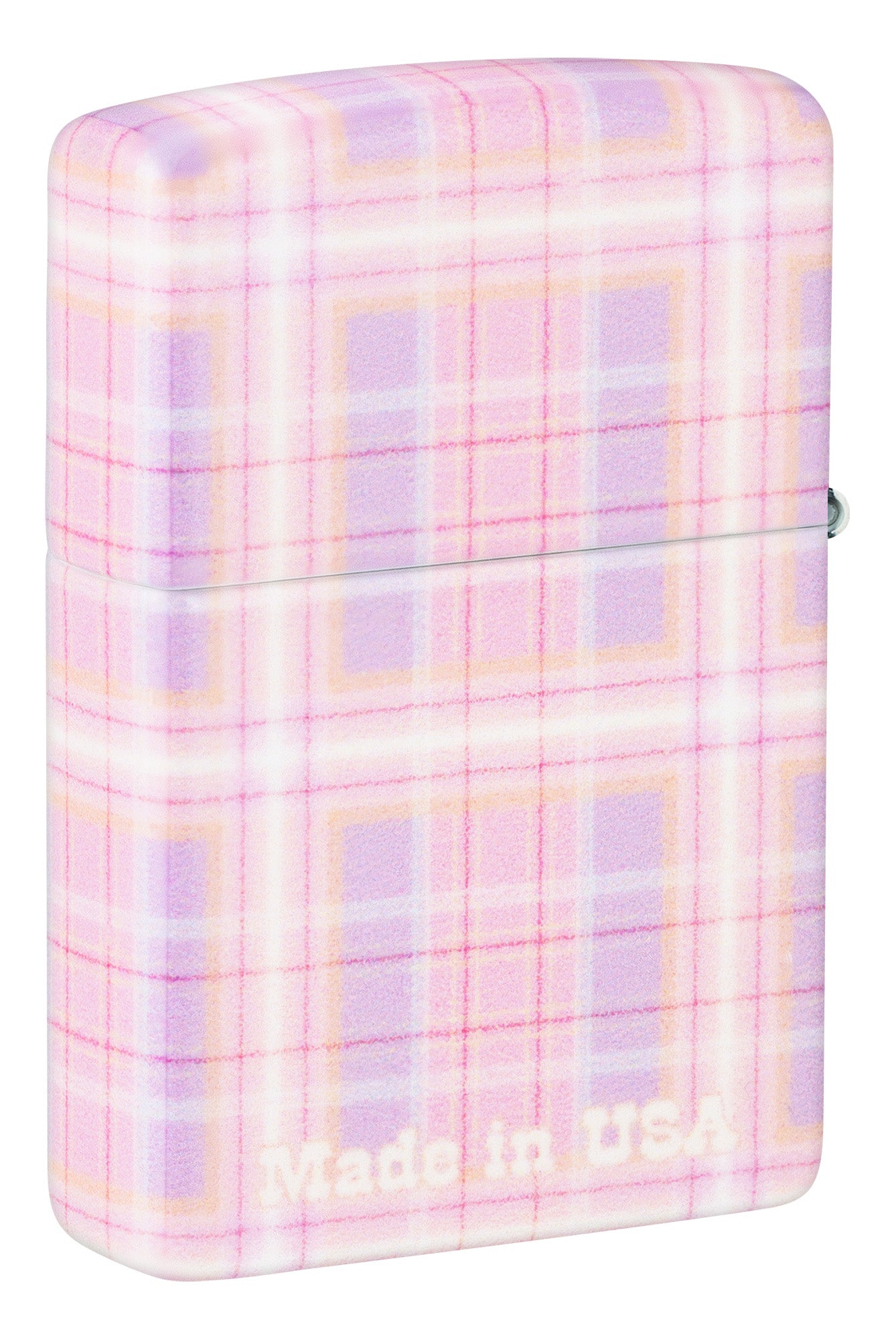 Back View of Zippo Pink Plaid Bit Safe Design Windproof Lighter