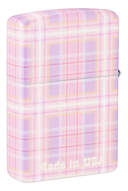 Back View of Zippo Pink Plaid Bit Safe Design Windproof Lighter