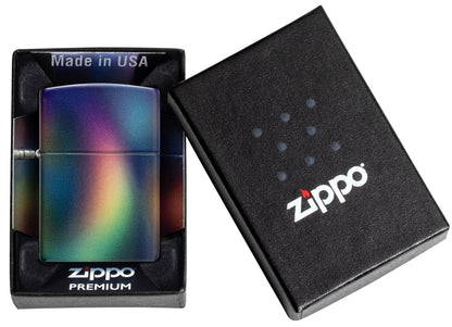 Zippo Prismatic Design 540 Matte Windproof Lighter in its packaging.