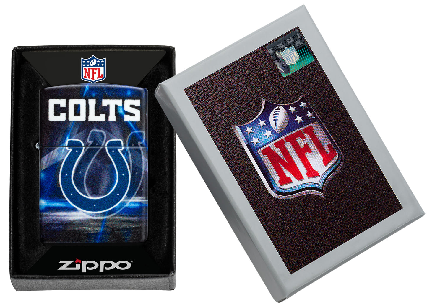 Zippo NFL Indianapolis Colts 540 Matte Windproof Lighter in its packaging.