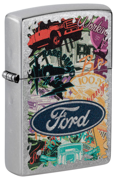 Zippo Ford Collage Street Chrome Windproof Lighter | Zippo USA