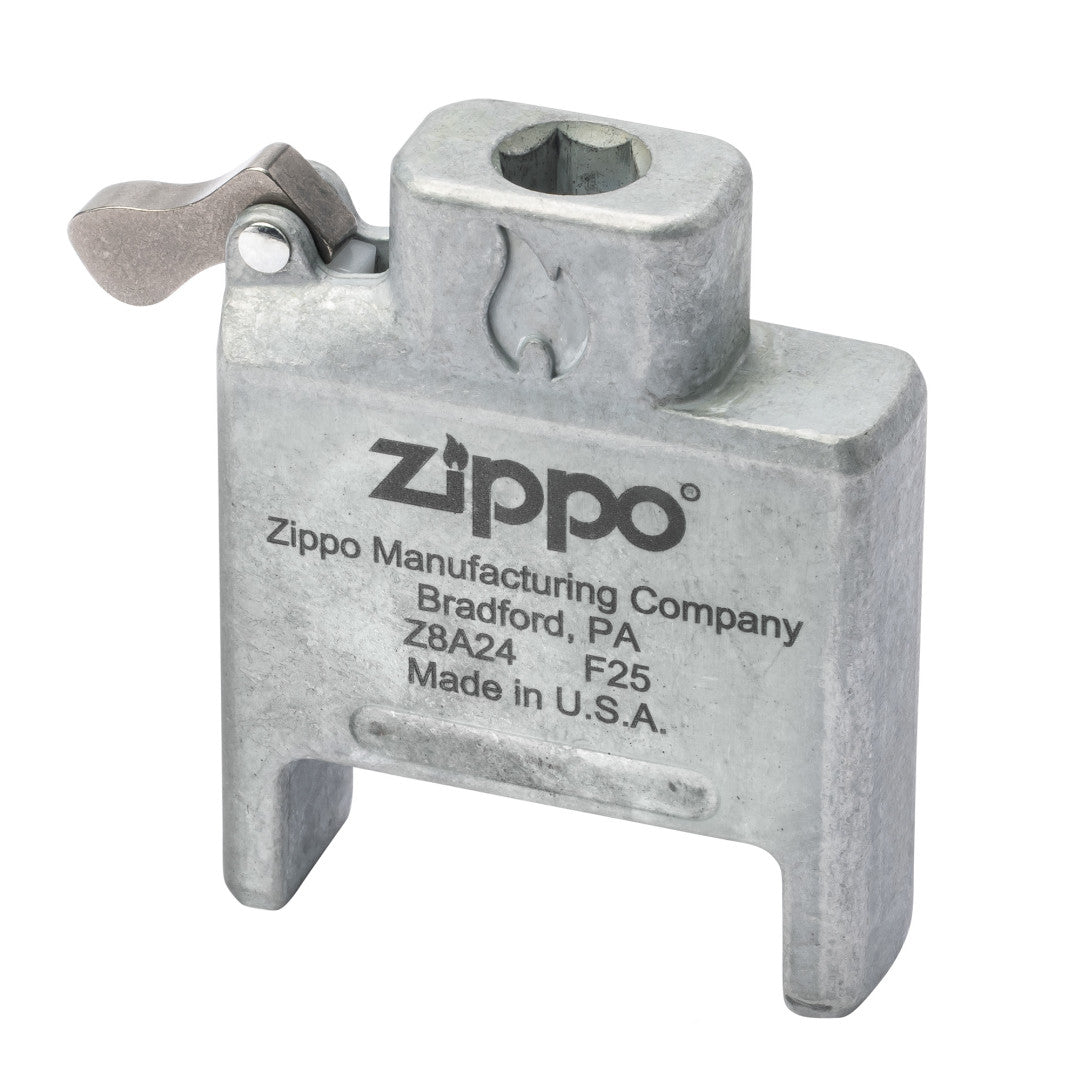 Zippo Bit Safe USA 4-in-1 Screwdriver Lighter Insert standing at a 3/4 angle empty.