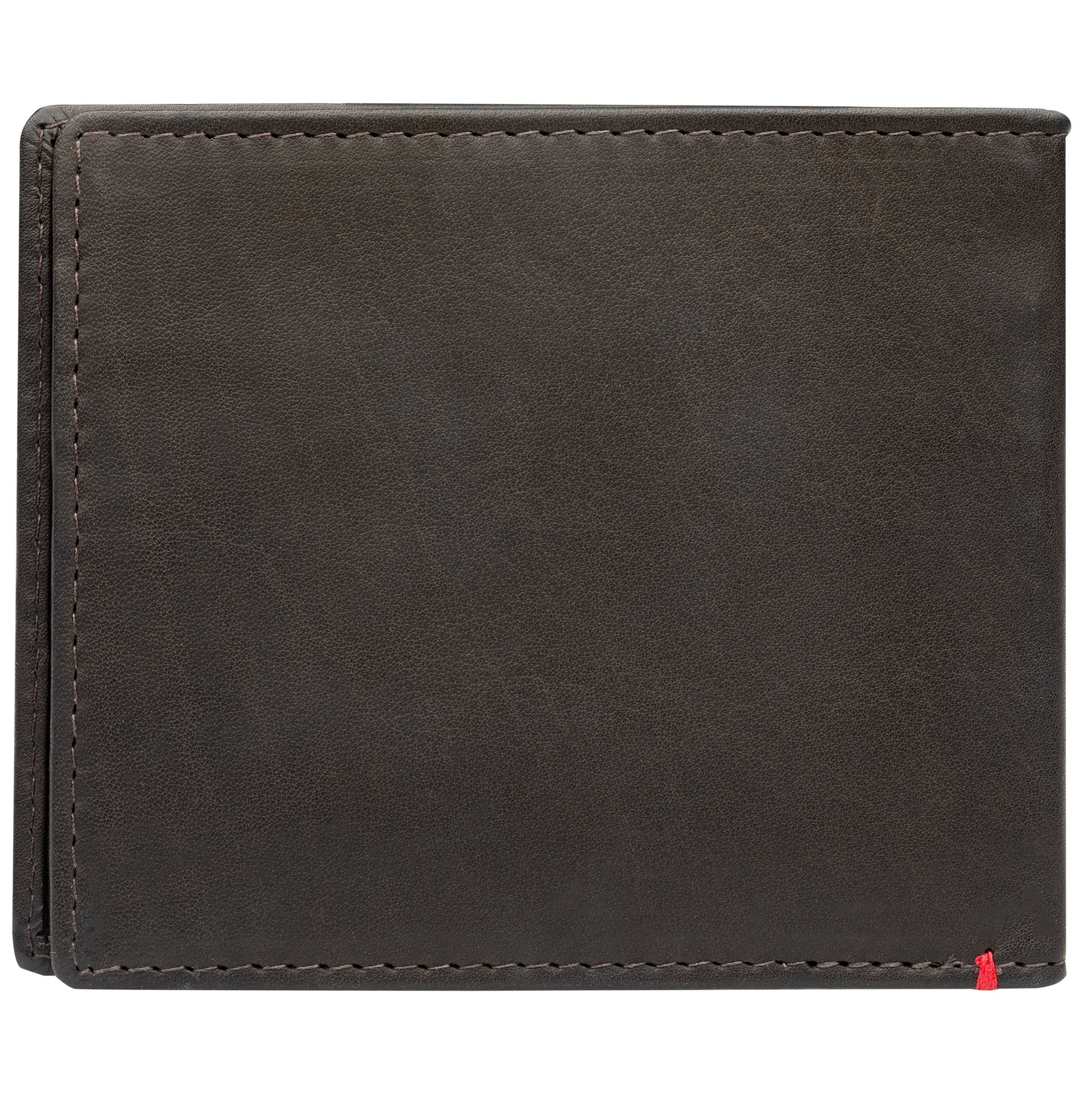 Back of mocha leather Wallet With Viking Metal Plate - ID Window