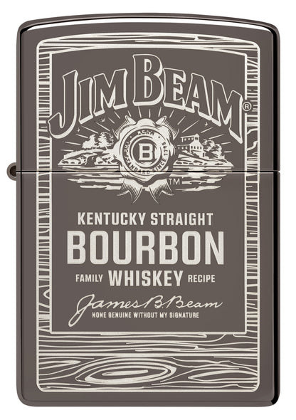 Front shot of Zippo Jim Beam Black Ice Windproof Lighter.