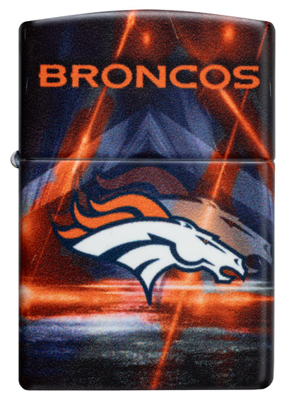 Front view of Zippo NFL Denver Broncos 540 Matte Windproof Lighter.