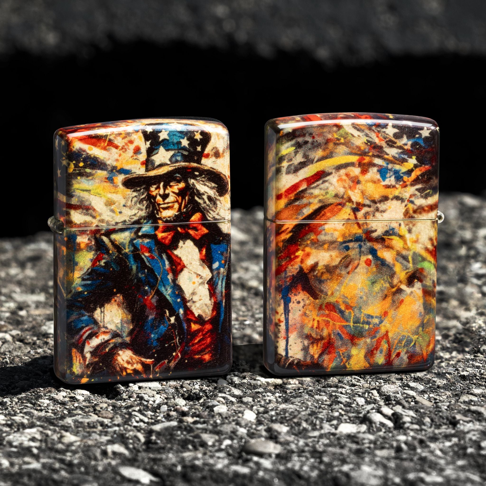 Zippo Uncle Sam Fusion Design 540 Tumbled Brass Windproof Lighter