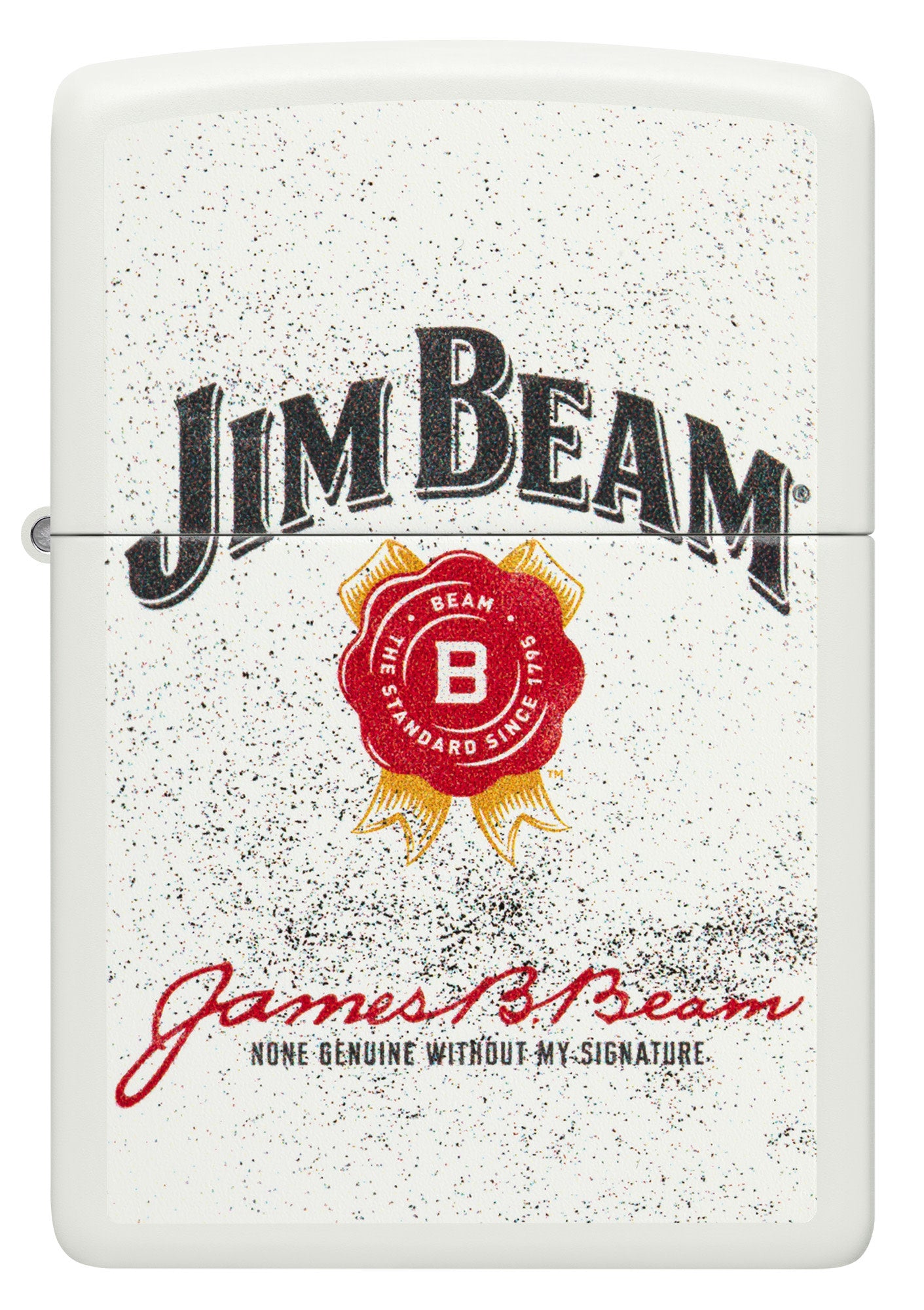 Front view of Zippo Jim Beam® Rosette Design White Matte Windproof Lighter.