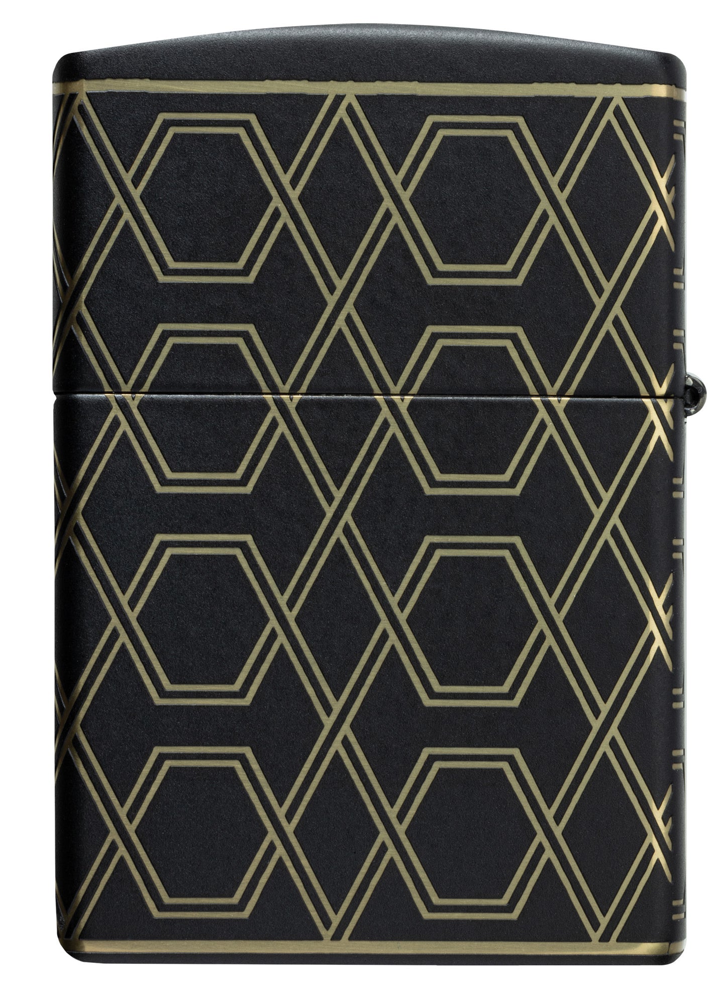 Back view of Zippo Queen Of Bud Geometric Design Black Matte Windproof Lighter.